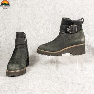 Blondo Dagger Riding Boots Black Suede Waterproof Block Heels Women's Size 7M